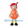 Pumpkin Girl Mascot Costume with Orange Dress and Red Hair