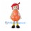 Pumpkin Girl Mascot Costume with Orange Dress and Red Hair