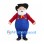 Cowboy Mascot Costume with Black Hat White Beard and Blue Pants