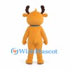 Reindeer Mascot Costume in Orange with Blue Scarf and White Belly
