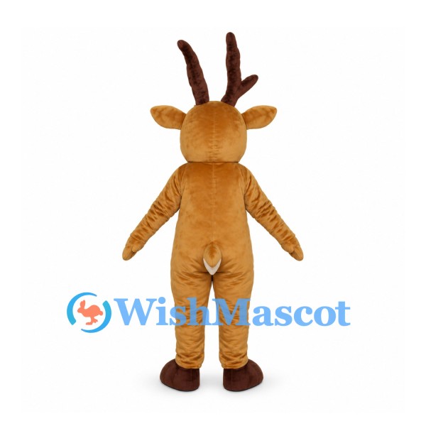 Deer Mascot Costume in Brown with White Belly and Tall Antlers