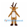Deer Mascot Costume in Brown with White Belly and Tall Antlers