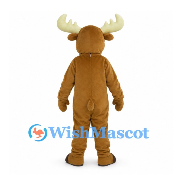 Moose Mascot Costume in Brown with Large Cream Antlers