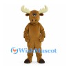 Moose Mascot Costume in Brown with Large Cream Antlers