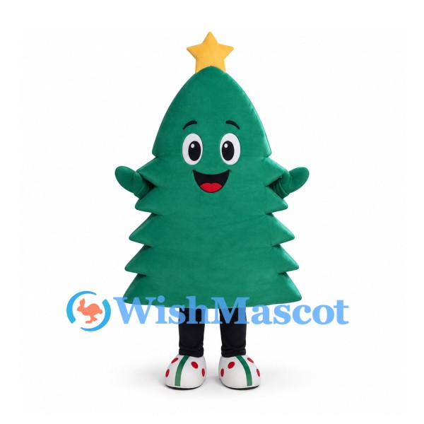 Christmas Tree Mascot Costume with Yellow Star Top