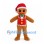 Gingerbread Man Mascot Costume with Santa Hat and Red Vest