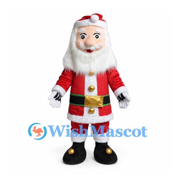 Santa Claus Mascot Costume with Long White Beard