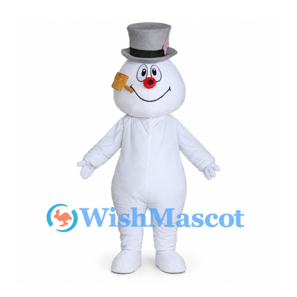 Snowman Mascot Costume with Black Top Hat