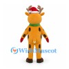 Reindeer Mascot Costume with Santa Hat and Colorful Bow Tie