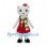 White Cat Mascot Costume with Red Christmas Dress and Green Scarf