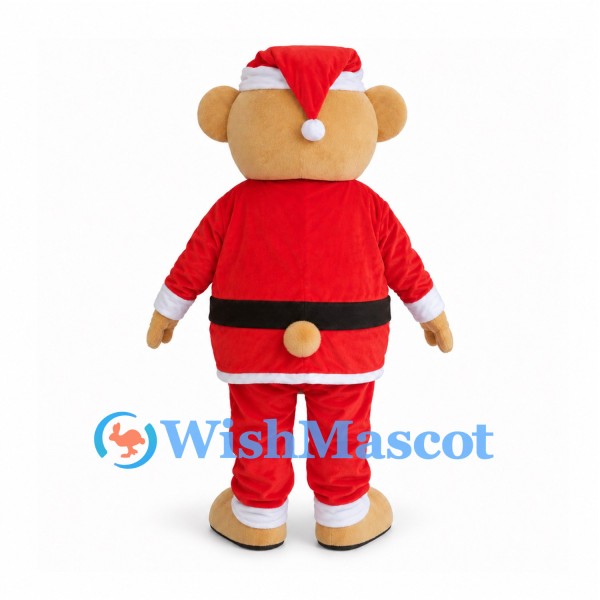 Teddy Bear Mascot Costume with Red Santa Suit