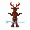 Brown Reindeer Mascot Costume with White Belly and Large Antlers