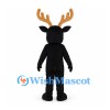 Black Reindeer Mascot Costume with Gold Antlers