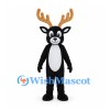 Black Reindeer Mascot Costume with Gold Antlers
