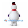 Snowman Mascot Costume with Red Scarf and Black Top Hat