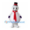 Snowman Mascot Costume with Red Scarf and Black Top Hat