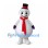 Snowman Mascot Costume with Red Scarf and Black Top Hat