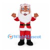 Santa Claus Mascot Costume with Blue Eyes and Red Suit