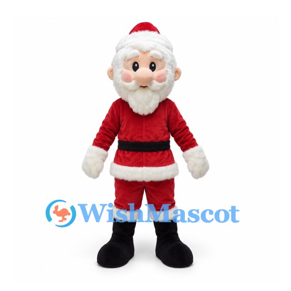 Santa Claus Mascot Costume with Curly White Beard
