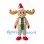 Moose Mascot Costume with Santa Hat and Green Scarf