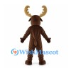 Brown Moose Mascot Costume with Large Beige Antlers
