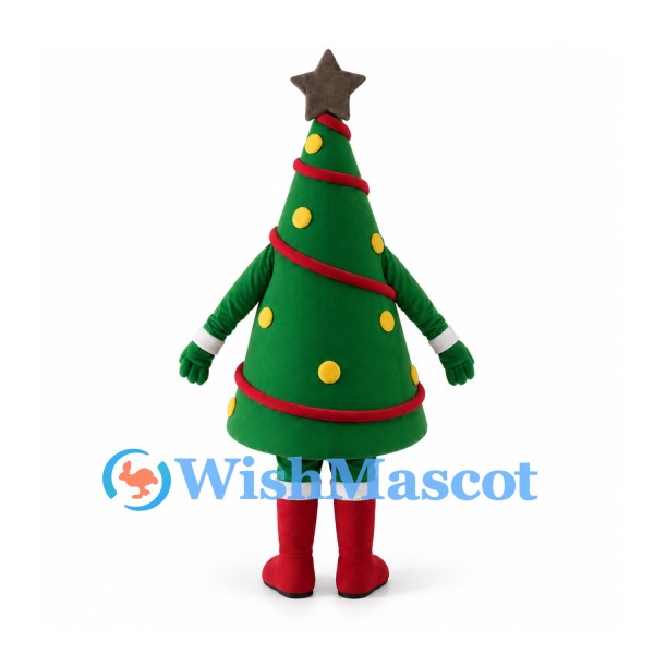 Christmas Tree Mascot Costume with Red Garland and Star Top