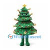 Christmas Tree Mascot Costume with Layered Branches and Red Bows