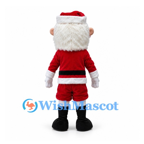 Santa Claus Mascot Costume with White Beard and Red Hat