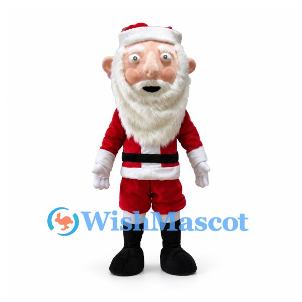 Santa Claus Mascot Costume with White Beard and Red Hat