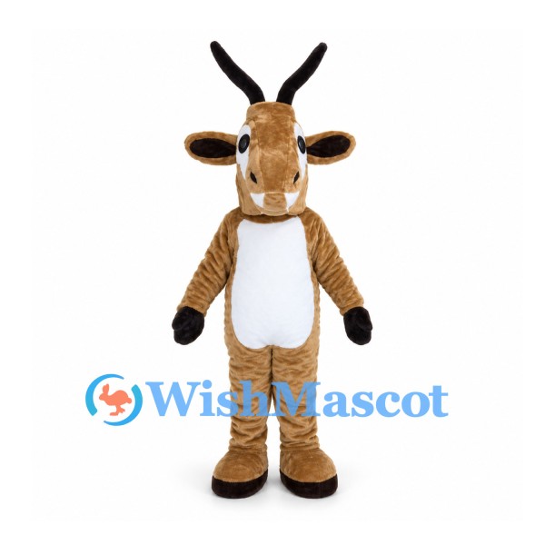 Brown Antelope Mascot Costume with Long Black Horns