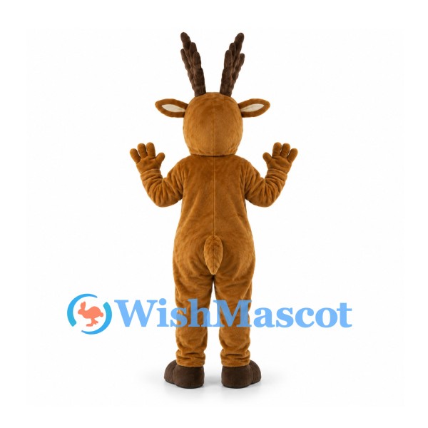 Brown Reindeer Mascot Costume with Cream Belly