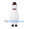 Snowman Mascot Costume with Burgundy Scarf and Black Top Hat