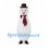 Snowman Mascot Costume with Burgundy Scarf and Black Top Hat