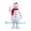 Snowman Mascot Costume with Santa Hat and Blue Buttons