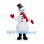 Snowman Mascot Costume with Green Top Hat and Red Mittens