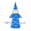Wizard Mascot Costume with Blue Star Robe and Pointed Hat