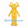 Yellow Alien Mascot Costume with Green Spots and Stalk Eyes