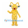 Yellow Alien Mascot Costume with Green Spots and Stalk Eyes