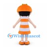 Girl Mascot Costume with Orange Hat and Striped Dress