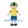 Boy Mascot Costume with Green Cap and Yellow Shirt