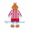 Clown Mascot Costume with Red Striped Shirt and Orange Beard