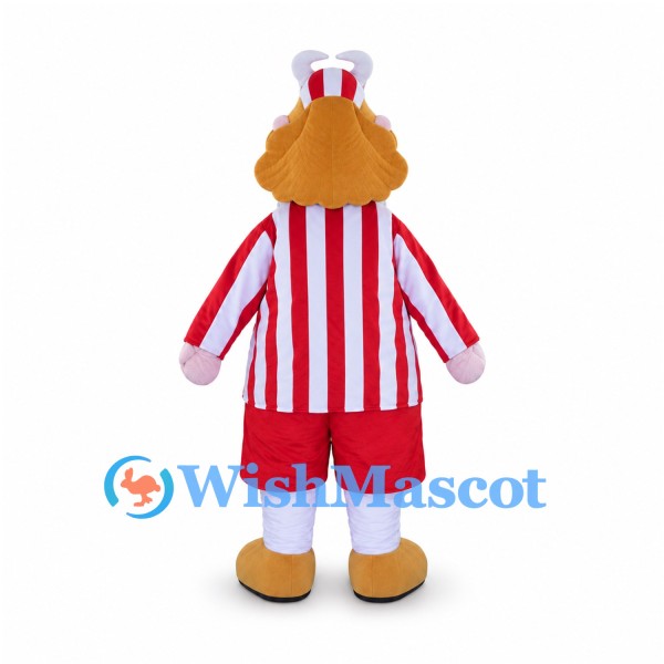 Clown Mascot Costume with Red Striped Shirt and Orange Beard
