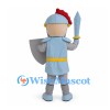 Knight Mascot Costume with Red Plume and Cross Shield