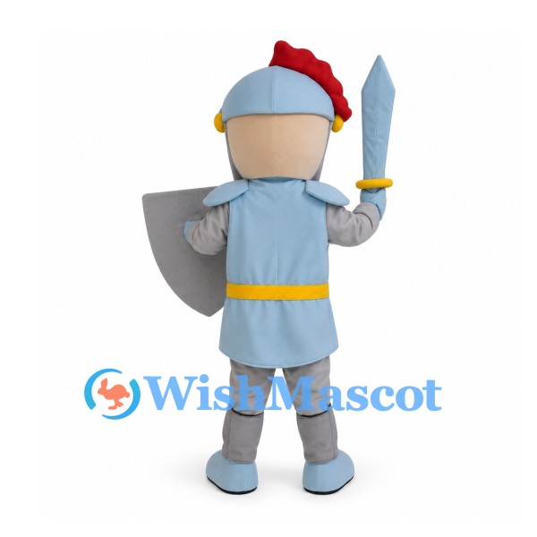 Knight Mascot Costume with Red Plume and Cross Shield