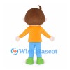 Boy Mascot Costume with Orange Sweatshirt and Blue Pants