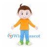 Boy Mascot Costume with Orange Sweatshirt and Blue Pants