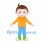 Boy Mascot Costume with Orange Sweatshirt and Blue Pants