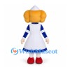 Girl Mascot Costume with White Apron and Blue Dress