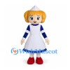 Girl Mascot Costume with White Apron and Blue Dress