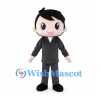 Boy Mascot Costume with Black Hair and Black Suit